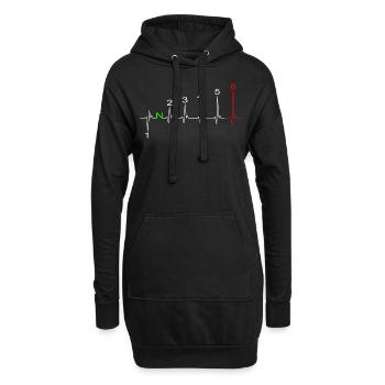 Herzschlag EKG Linie Motorrad Gangschaltung 6 Gang - Hoodie-Kleid - Schwarz - Vorne