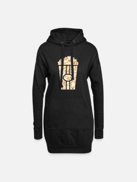 Popcorn - Popcorntüte gefüllt mit Popcorn - Hoodie-Kleid - Schwarz