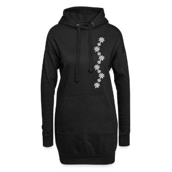 Blumen Kette Blüten floral blühende Blumenranke - Hoodie-Kleid - Schwarz - Vorne