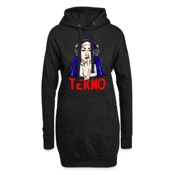 Tekno Underground nun majeur doigt techno - Sweat-shirt à capuche long Femme - noir - Devant