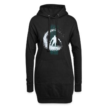 Surfer auf der Welle - Hoodie-Kleid - Schwarz - Vorne