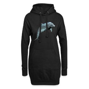 Dolphin - polygon / triangle - Hoodie Dress - black - Front