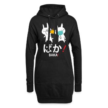 Anime Manga Kanji Baka Dummkopf Covid Corona - Hoodie-Kleid - Schwarz - Vorne