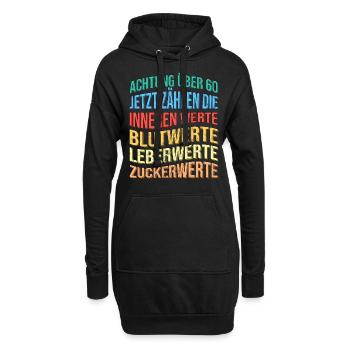 Über 60 Spruch Lustig Geburtstag - Hoodie-Kleid - Schwarz - Vorne