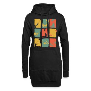 Kite Kiting Vintage Retro Kitesurfen Surf - Hoodie-Kleid - Schwarz - Vorne