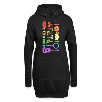 Gitarren Gitarre Gitarrenspieler Vintage Retro - Hoodie-Kleid - Schwarz - Vorne