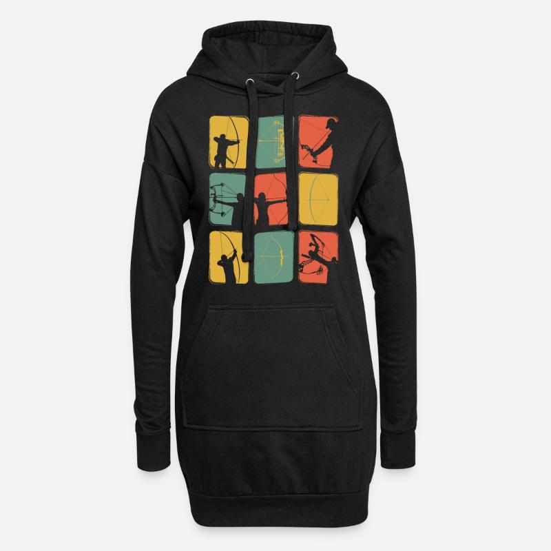 Bogenschießen Vintage Retro Recurve Compound Bogen - Hoodie-Kleid - Schwarz