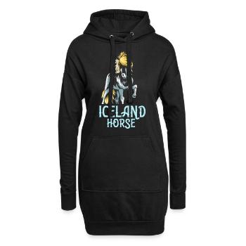 Cheval islandais - Sweat-shirt à capuche long Femme - noir - Devant