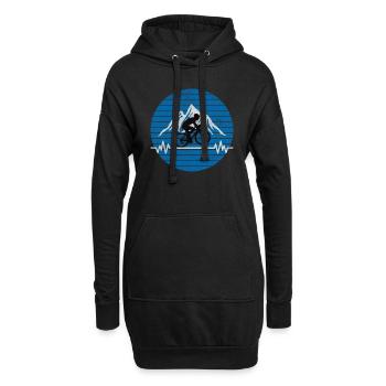 Fahrradfahrer Fahrrad Berge Puls Herzschlag - Hoodie-Kleid - Schwarz - Vorne