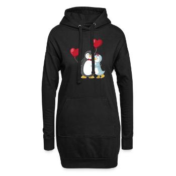 Pinguin Liebe - Hoodie-Kleid - Schwarz - Vorne