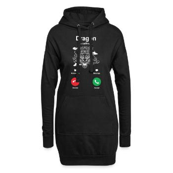 Drache - Hoodie-Kleid - Schwarz - Vorne