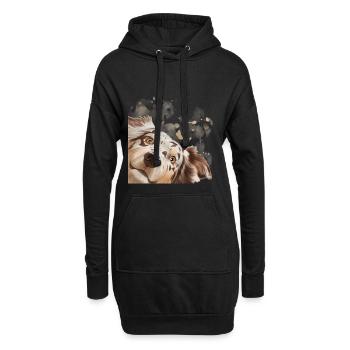 Chien Curieux Australian Shepherd chien - Sweat-shirt à capuche long Femme - noir - Devant
