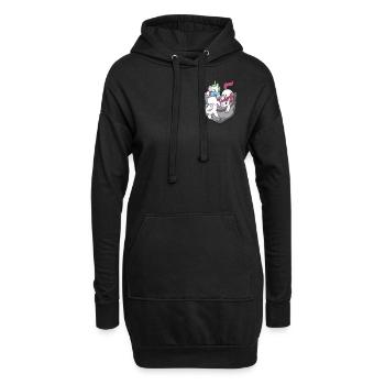 Einhorn Brusttasche - Hoodie-Kleid - Schwarz - Vorne