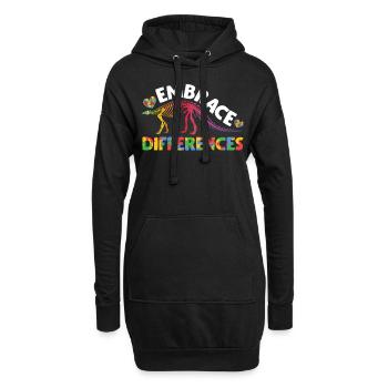Autismus Dinosaurier Neurodiversität Autist - Hoodie-Kleid - Schwarz - Vorne