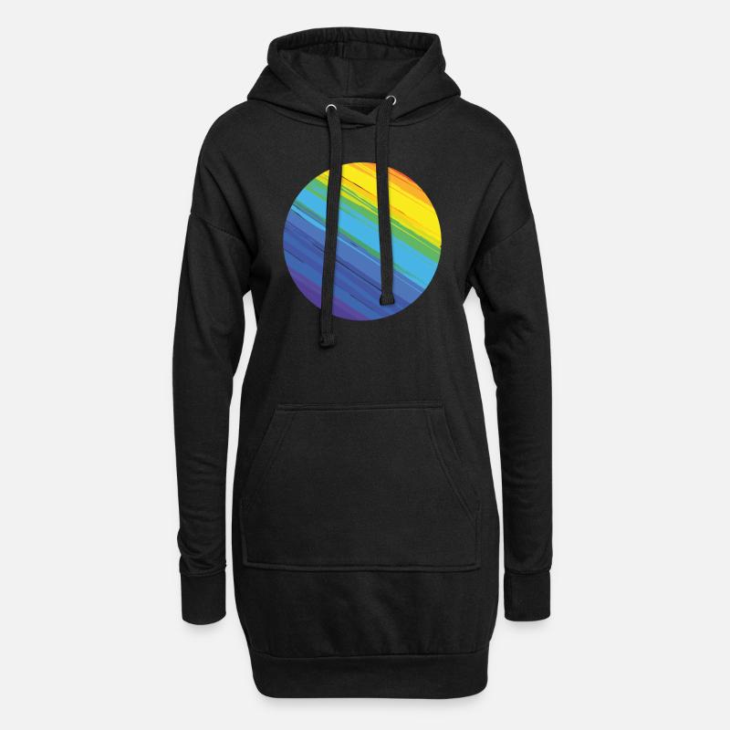 Regenbogen Kreis - Hoodie-Kleid - Schwarz