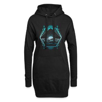 Meer linien - Hoodie-Kleid - Schwarz - Vorne