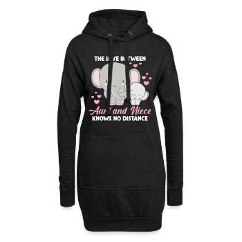 Tante nièce famille éléphant coeur zoo animal - Sweat-shirt à capuche long Femme - noir - Devant