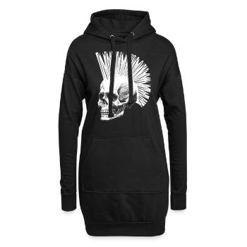 Punk crâne crâne cadeau punk rock - Sweat-shirt à capuche long Femme - noir - Devant