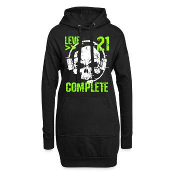 Level 21 Complete 21. Geburtstag 21 Jahre Gamer - Hoodie-Kleid - Schwarz - Vorne