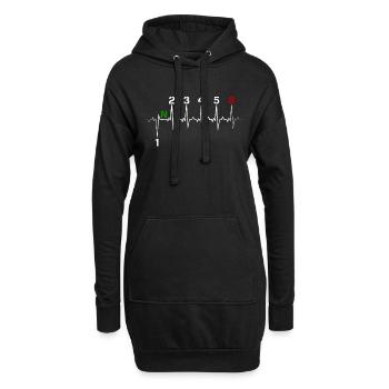 Motorrad Gangschaltung 1N23456 Herzschlag EKG Puls - Hoodie-Kleid - Schwarz - Vorne