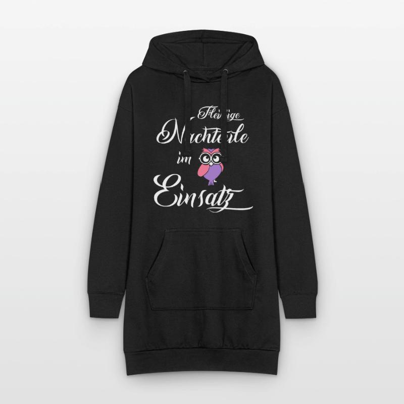 Nachteule im Einsatz, Berufe Geschenk, Eule Lustig Hoodie-Kleid