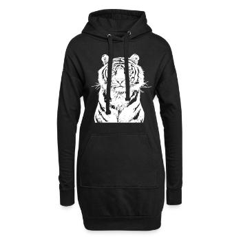 Weißer Tiger - Hoodie-Kleid - Schwarz - Vorne