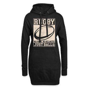 Rugby No Pads No Helmet Just Balls Rugby Player - Sweat-shirt à capuche long Femme - noir - Devant