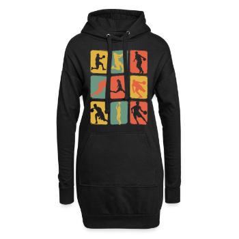 Basketball Vintage Retro - Hoodie-Kleid - Schwarz - Vorne