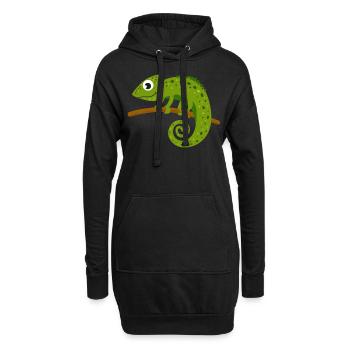 Chameleon animal - Sweat-shirt à capuche long Femme - noir - Devant