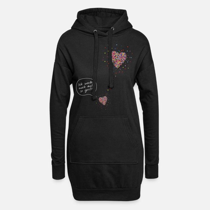 Schwangerschaft Mutter Mama zwei Herzen - Hoodie-Kleid - Schwarz