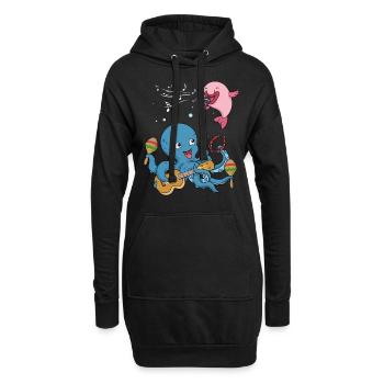 Chemise de musique enfant guitare poulpe chantant blobfish - Sweat-shirt à capuche long Femme - noir - Devant