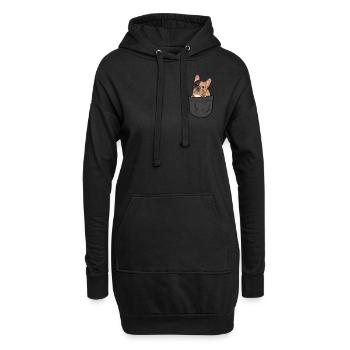 Bouledogue français dans la poche - Sweat-shirt à capuche long Femme - noir - Devant