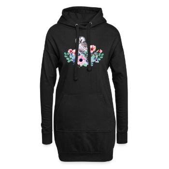 Oiseau hibou - Sweat-shirt à capuche long Femme - noir - Devant