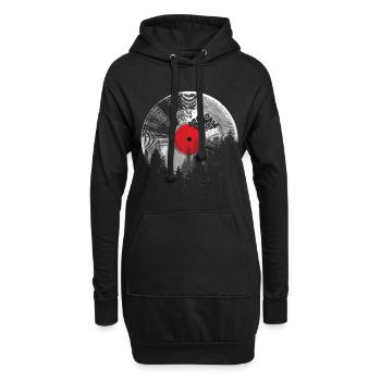 Record geeks - Sweat-shirt à capuche long Femme - noir - Devant