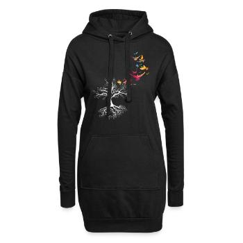 Oiseau volant nature - Sweat-shirt à capuche long Femme - noir - Devant