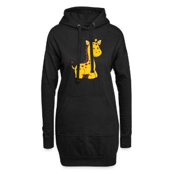Giraffe Süße Giraffen Zeichnung - Hoodie-Kleid - Schwarz - Vorne