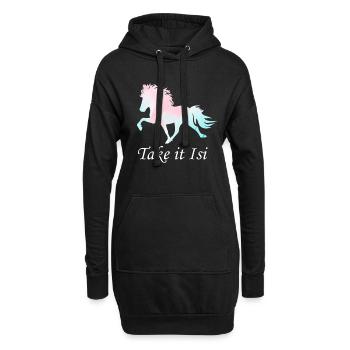 Islandpferd - Hoodie-Kleid - Schwarz - Vorne