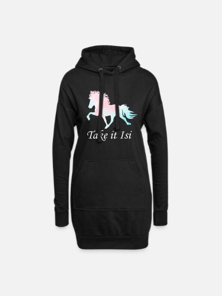 Islandpferd - Hoodie-Kleid - Schwarz