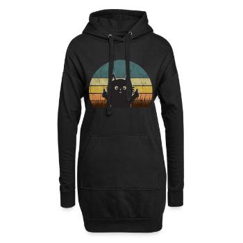 Chat vintage doigt chaton vintage rétro cadeau - Sweat-shirt à capuche long Femme - noir - Devant