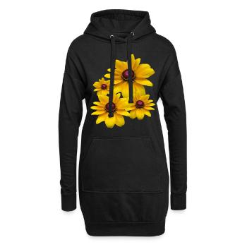 fleurs de coneflower floraison jaune, pétales, floral, - Sweat-shirt à capuche long Femme - noir - Devant