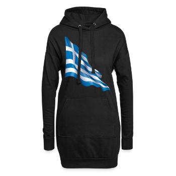 Griechenland flagge - Hoodie-Kleid - Schwarz - Vorne