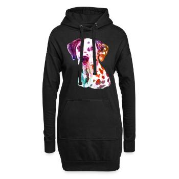 Chien cadeau dalmatien - Sweat-shirt à capuche long Femme - noir - Devant