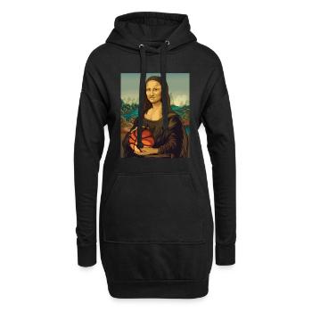 Basketball Mona Lisa Leonardo DaVinci basketteur - Sweat-shirt à capuche long Femme - noir - Devant