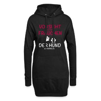 Vorsicht Frauchen Hund - Hoodie-Kleid - Schwarz - Vorne
