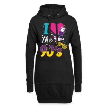 T-shirt de fête de coeur tenue rétro des années 90 - Sweat-shirt à capuche long Femme - noir - Devant