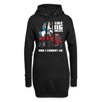 J’aime les gros monster trucks et les licornes - Sweat-shirt à capuche long Femme - noir - Devant
