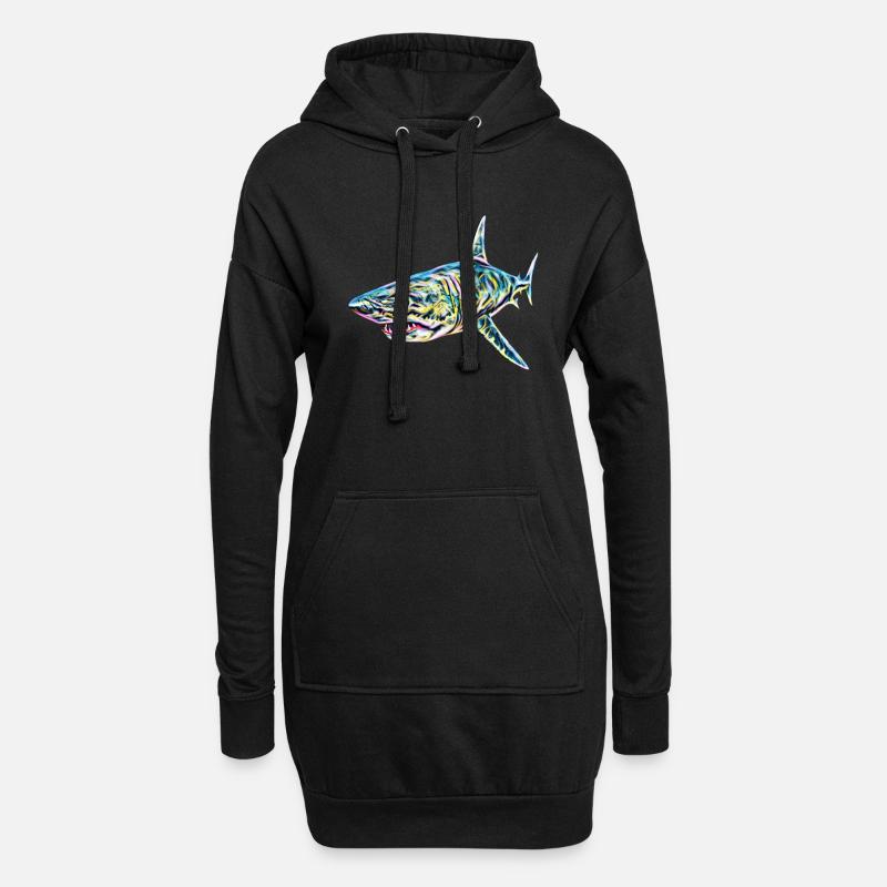 Requin - Sweat-shirt à capuche long Femme - noir