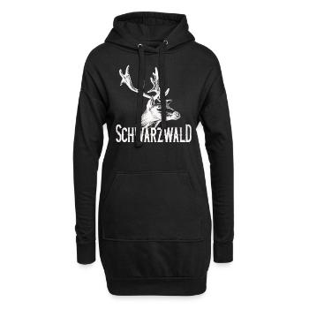 Schwarzwald Heimat mit Hirsch - Hoodie-Kleid - Schwarz - Vorne