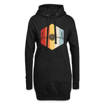 D20 Retro-Herzschlag - Hoodie-Kleid - Schwarz - Vorne