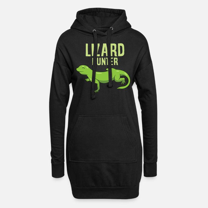 Lustige Eidechsen Jäger Reptil Eidechse - Hoodie-Kleid - Schwarz
